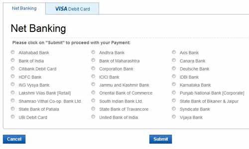 Select payment particulars